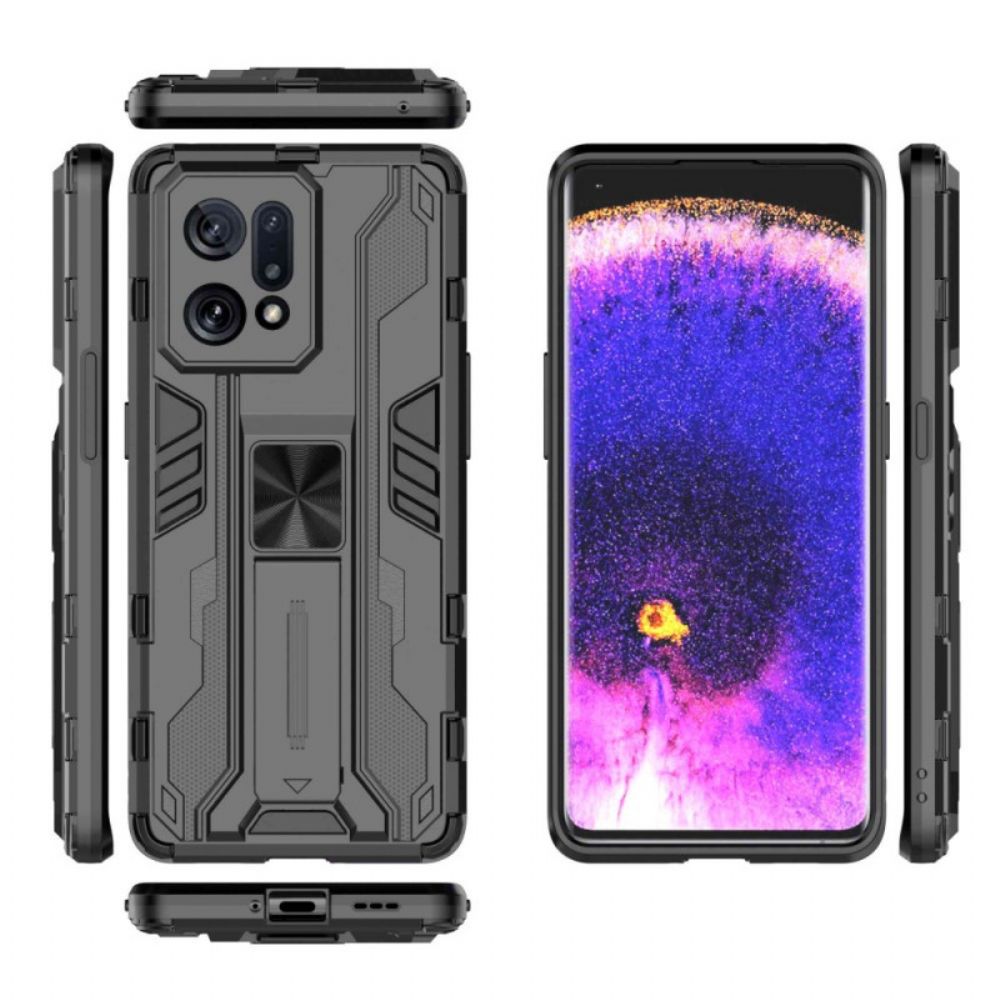 Hoesje voor Oppo Find X5 Verticale En Horizontale Verwijderbare Beugel