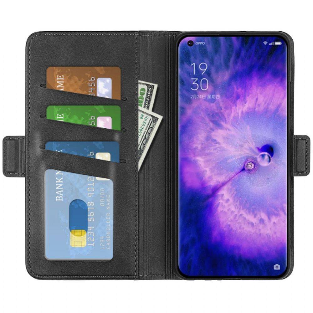 Leren Hoesje voor Oppo Find X5 Folio-hoesje Dubbele Klep