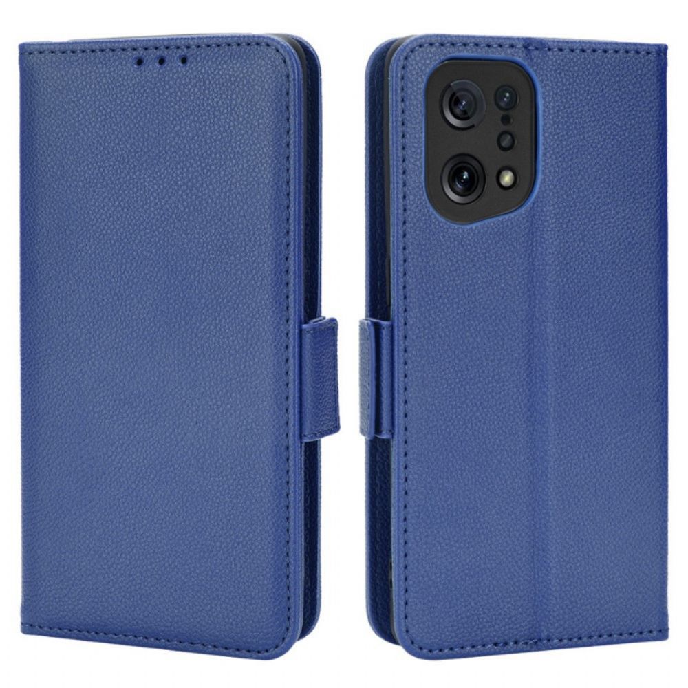 Leren Hoesje voor Oppo Find X5 Folio-hoesje Dubbele Nieuwe Kleuren Flap