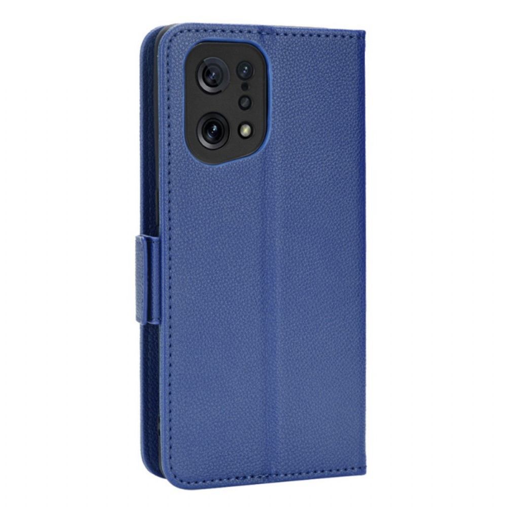 Leren Hoesje voor Oppo Find X5 Folio-hoesje Dubbele Nieuwe Kleuren Flap