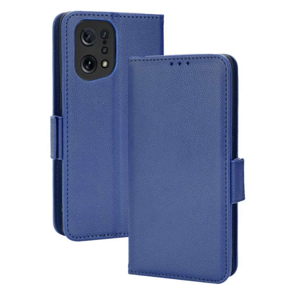 Leren Hoesje voor Oppo Find X5 Folio-hoesje Dubbele Nieuwe Kleuren Flap