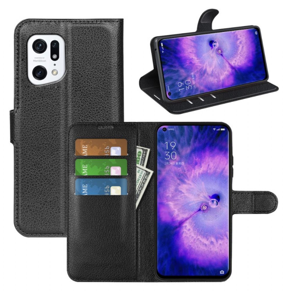 Leren Hoesje voor Oppo Find X5 Klassiek