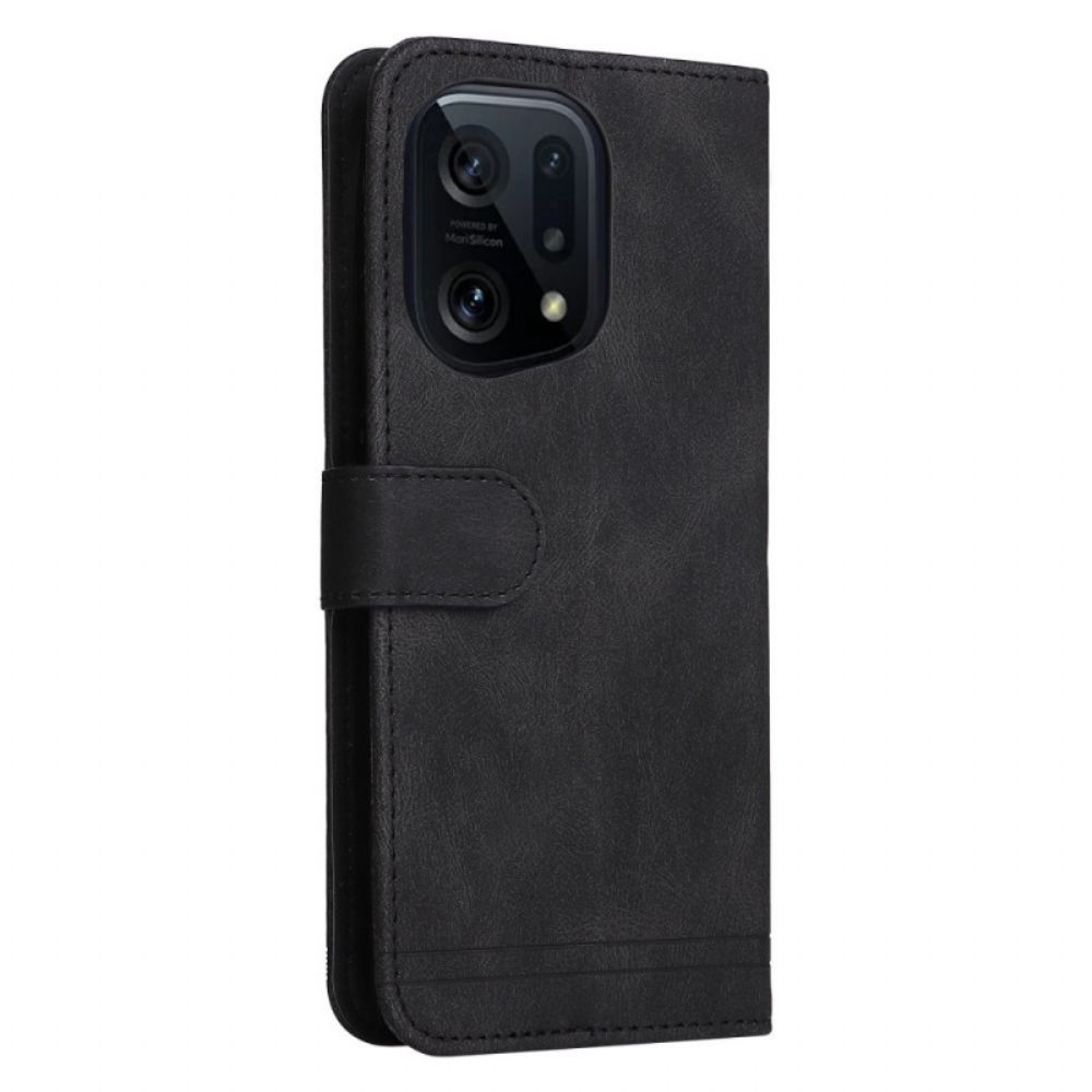 Leren Hoesje voor Oppo Find X5 Lederen Stijl Met Decoratieve Klinknagel