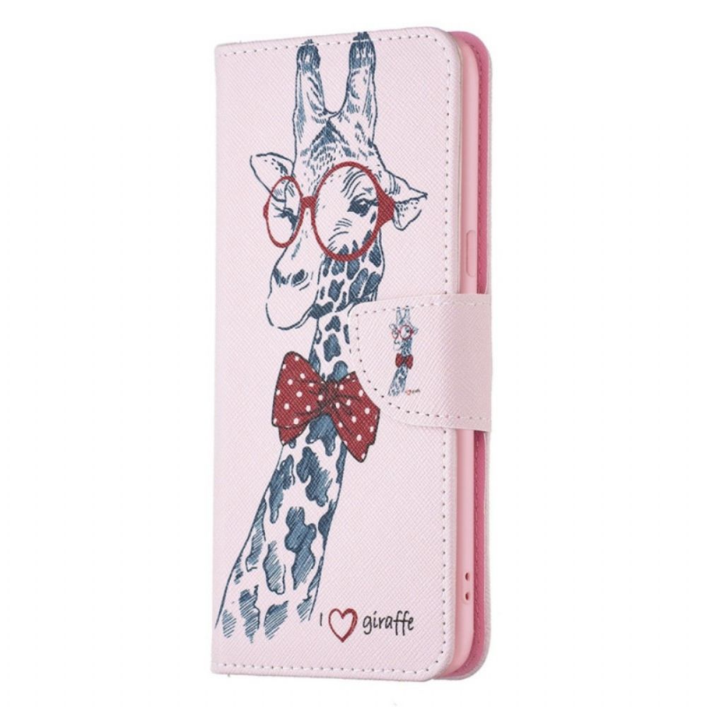 Leren Hoesje voor Oppo Find X5 Nerdy Giraf