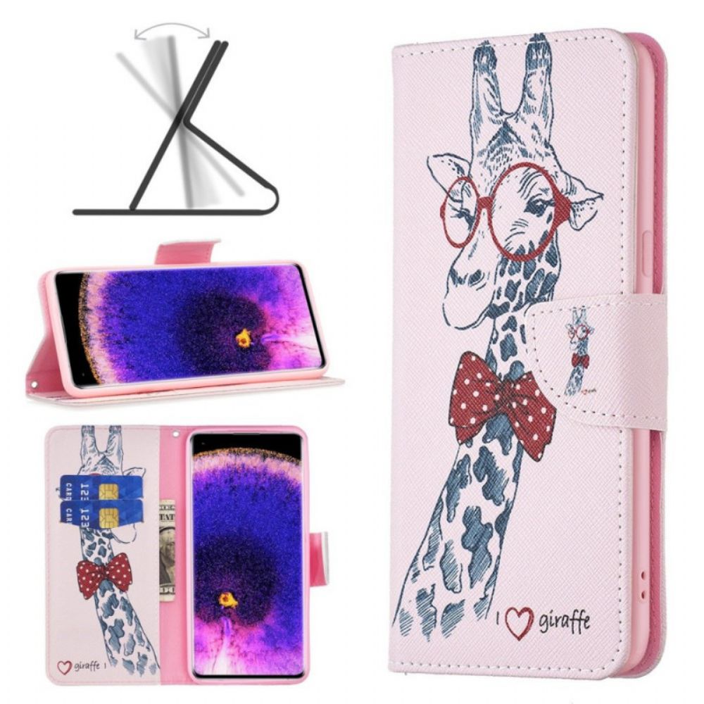 Leren Hoesje voor Oppo Find X5 Nerdy Giraf