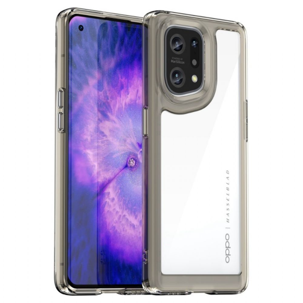 Telefoonhoesje voor Oppo Find X5 Hybride Transparant Gekleurde Randen