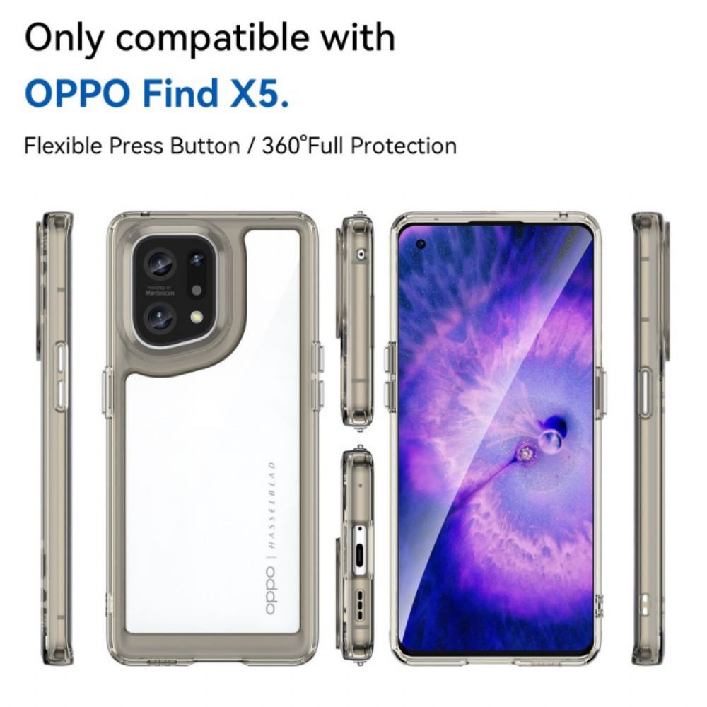 Telefoonhoesje voor Oppo Find X5 Hybride Transparant Gekleurde Randen