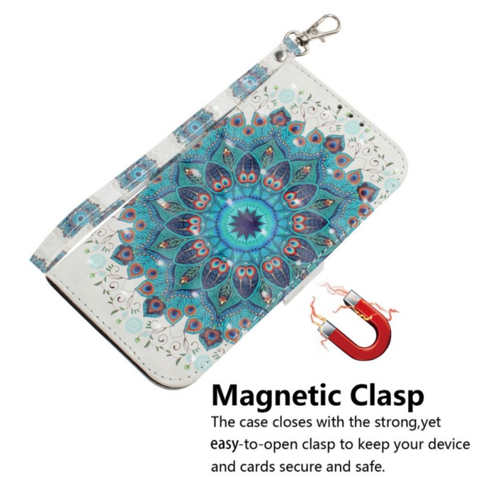 Flip Case Leren Realme 12 Plus 5g Groene Mandala Met Bandje