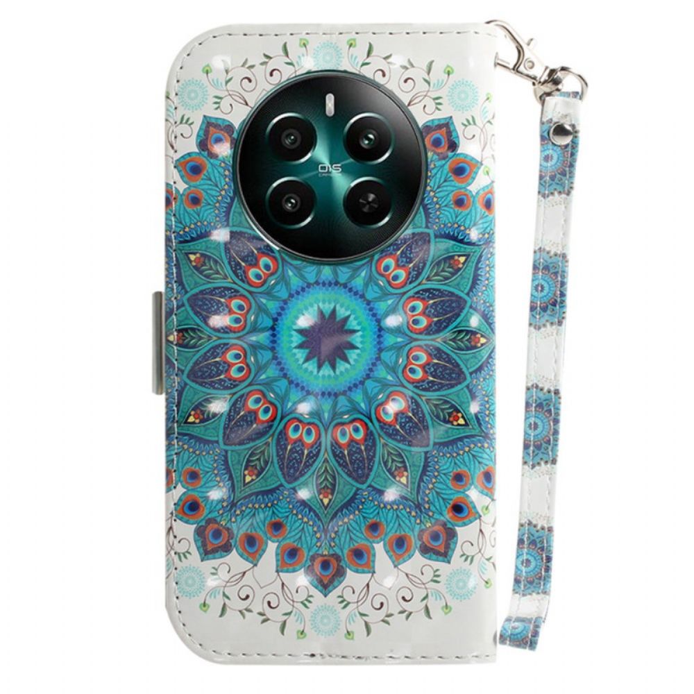 Flip Case Leren Realme 12 Plus 5g Groene Mandala Met Bandje