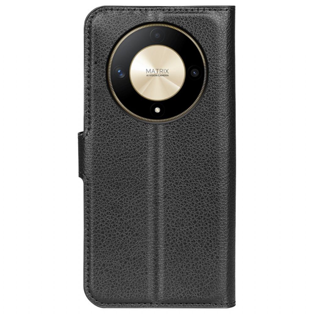 Bescherming Hoesje Honor X9b / Magic 6 Lite Klassiek Litchi-imitatieleer