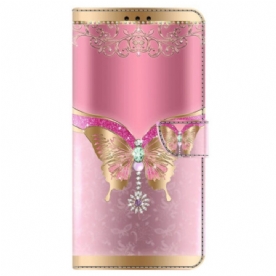 Bescherming Hoesje Honor X9b / Magic 6 Lite Roze En Gouden Vlinder