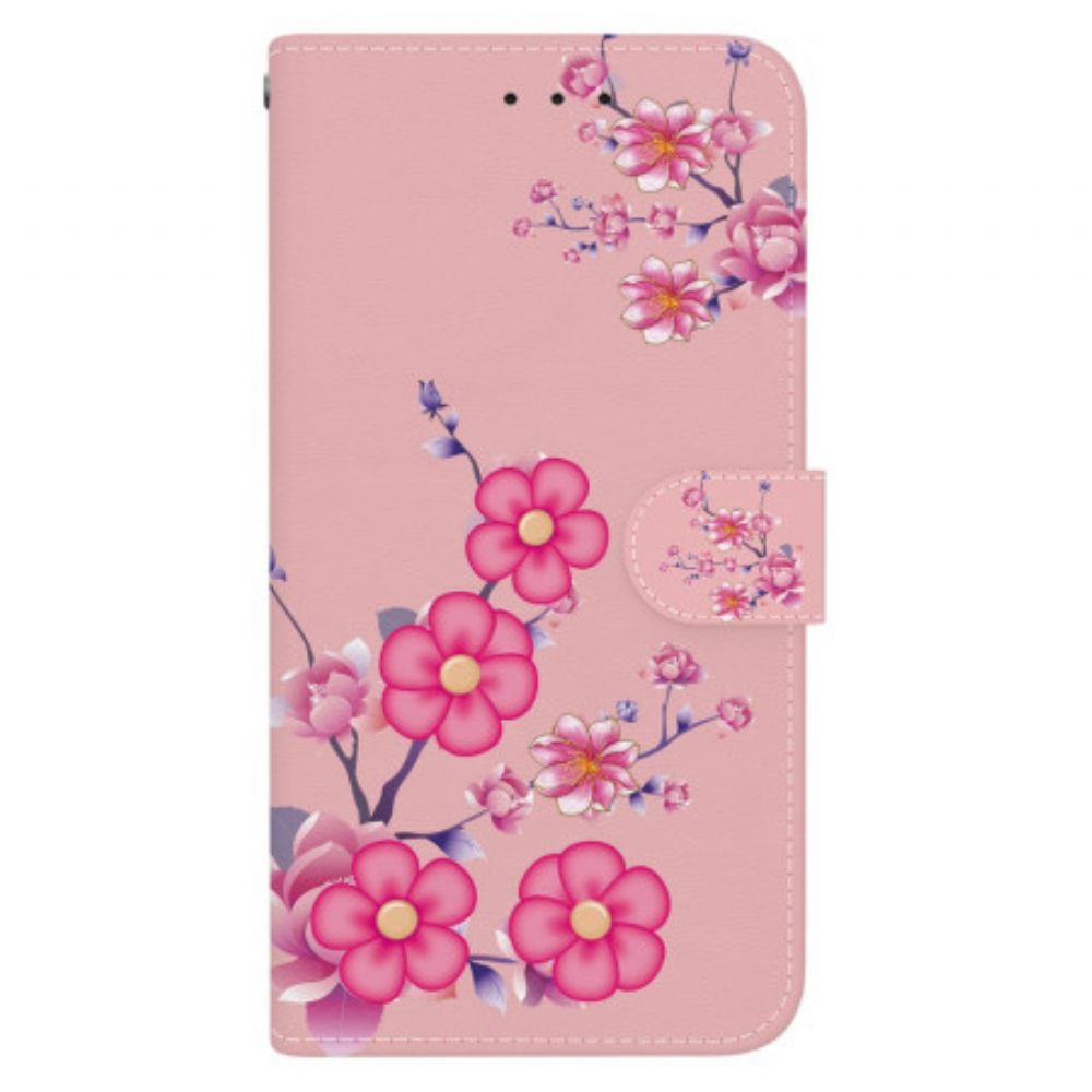 Bescherming Hoesje Honor X9b / Magic 6 Lite Sakura-patroon Met Riem