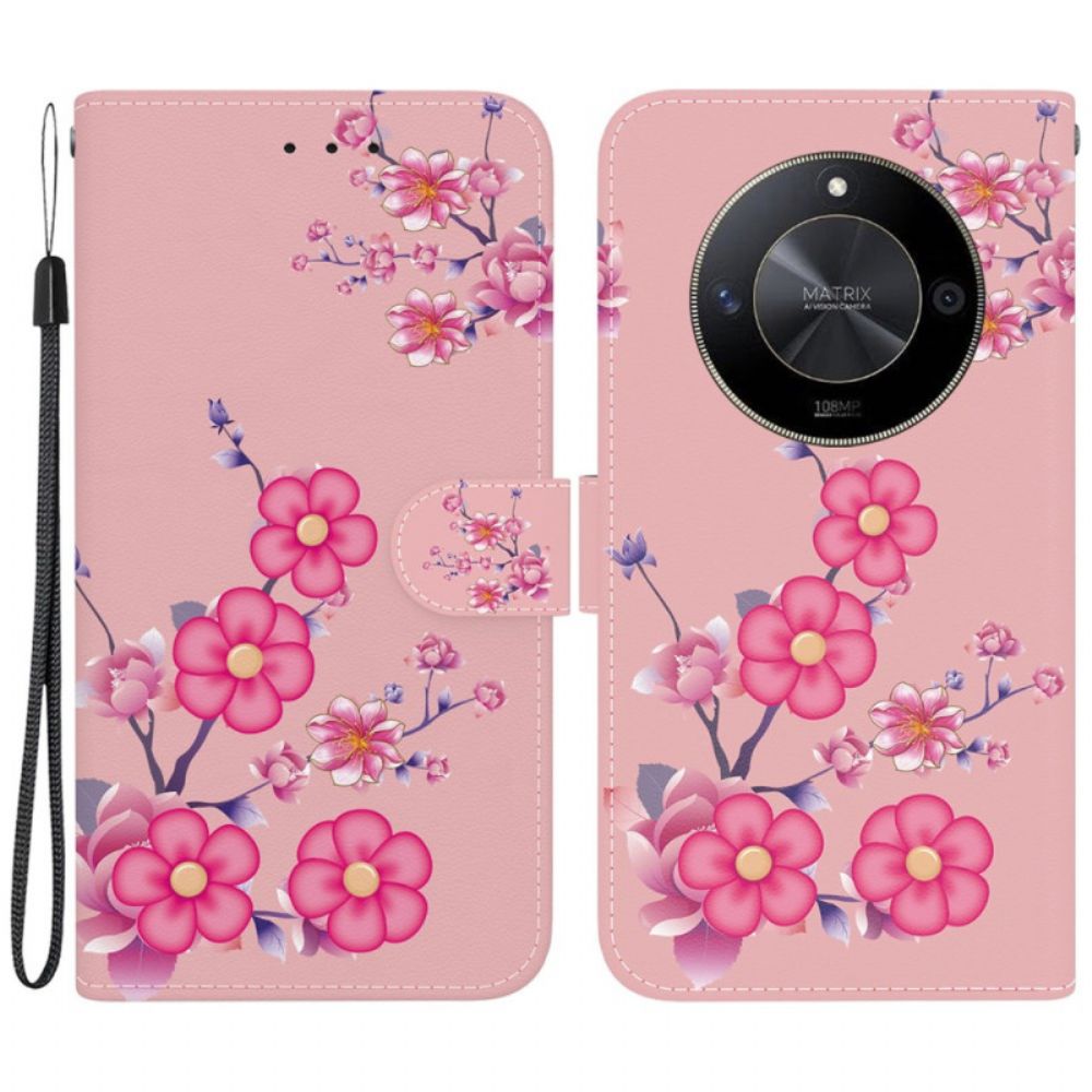 Bescherming Hoesje Honor X9b / Magic 6 Lite Sakura-patroon Met Riem