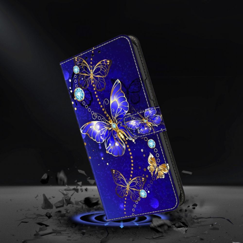 Folio-hoesje Honor X9b / Magic 6 Lite Blauwe Diamantvlinders