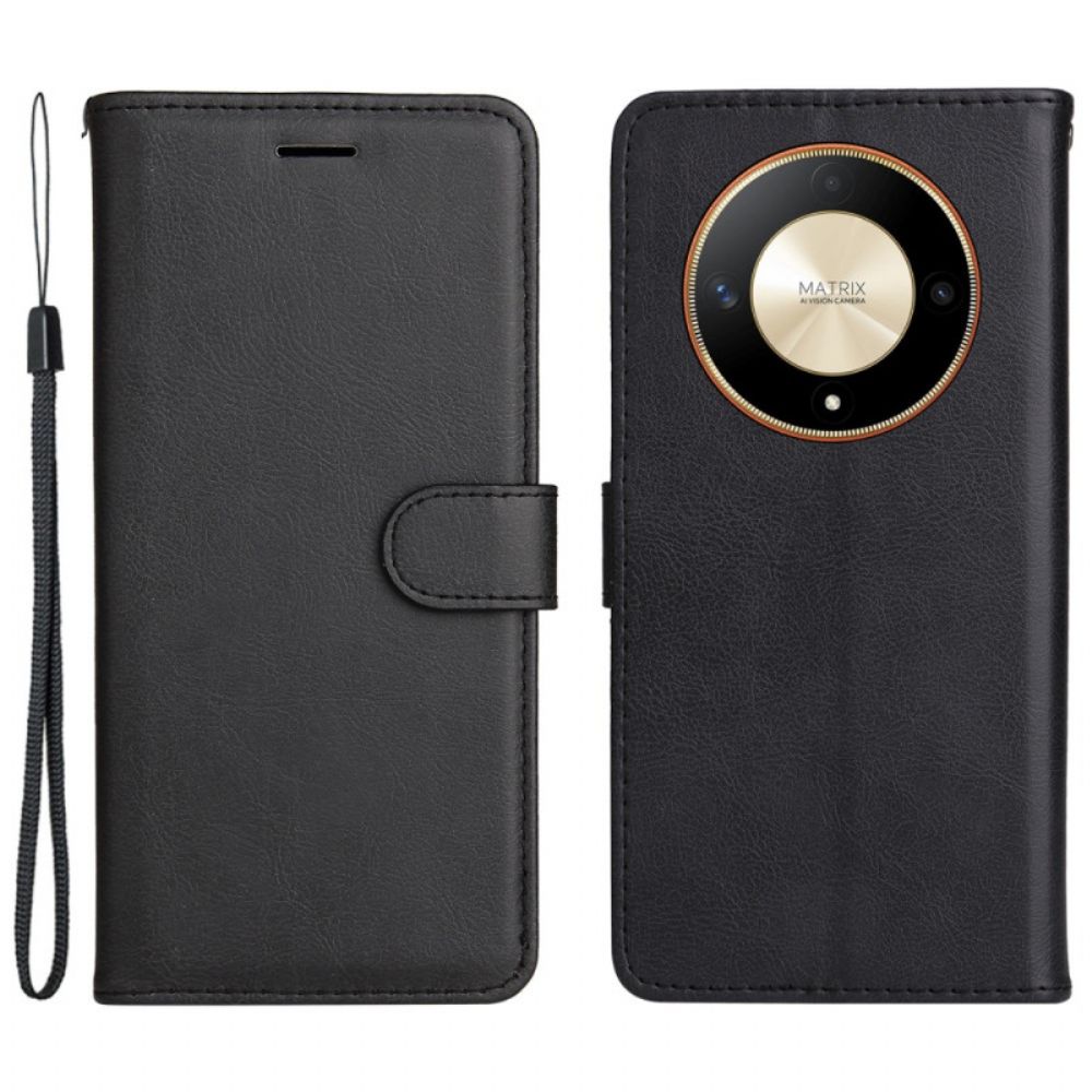 Folio-hoesje Honor X9b / Magic 6 Lite Effen Leereffect Met Riem