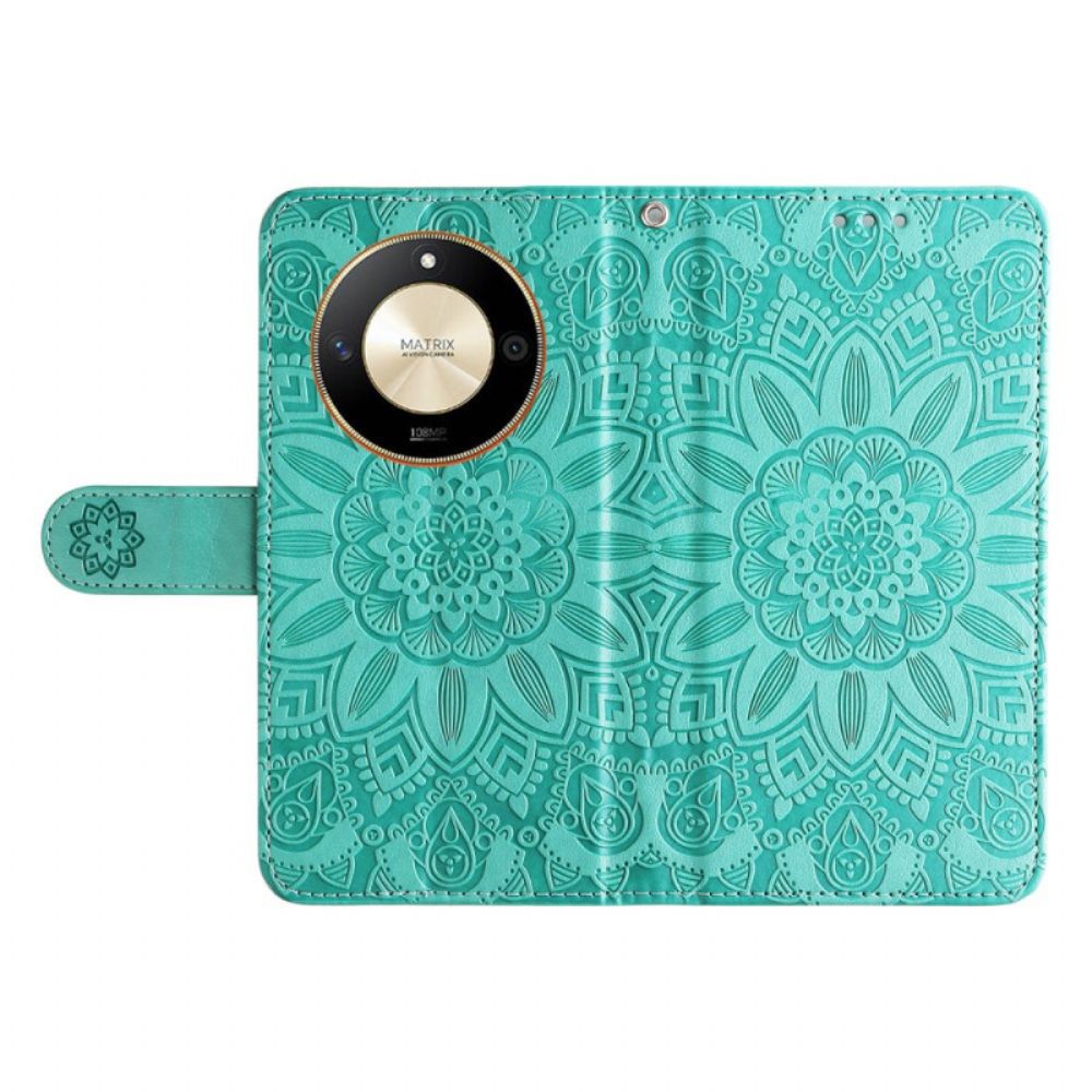 Folio-hoesje Honor X9b / Magic 6 Lite Telefoonhoesje Bloemenmandala Met Riem