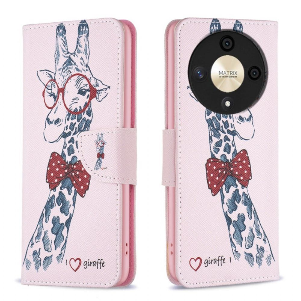 Folio-hoesje Honor X9b / Magic 6 Lite Telefoonhoesje Intello-giraffe