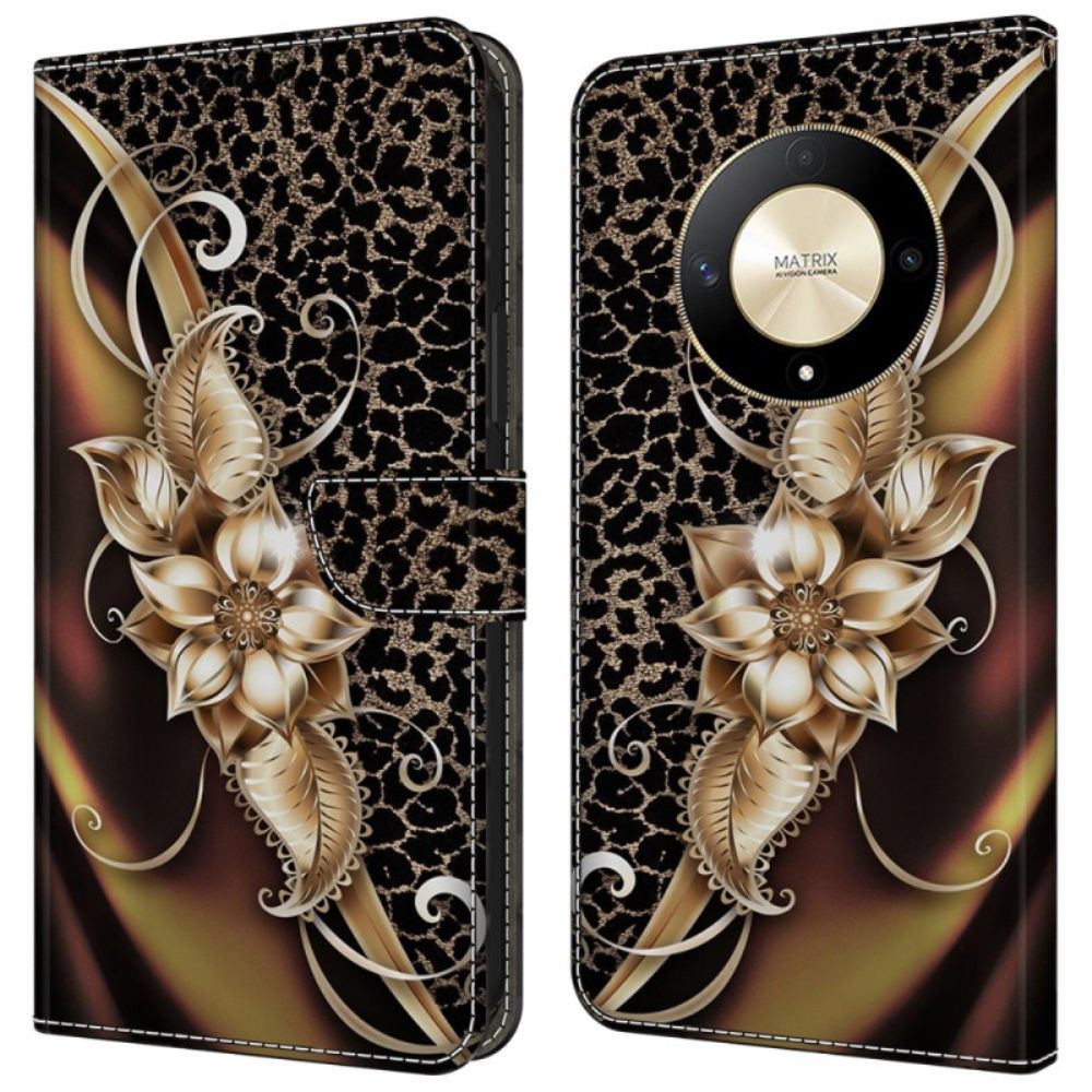 Folio-hoesje Honor X9b / Magic 6 Lite Telefoonhoesje Metallic Bloem