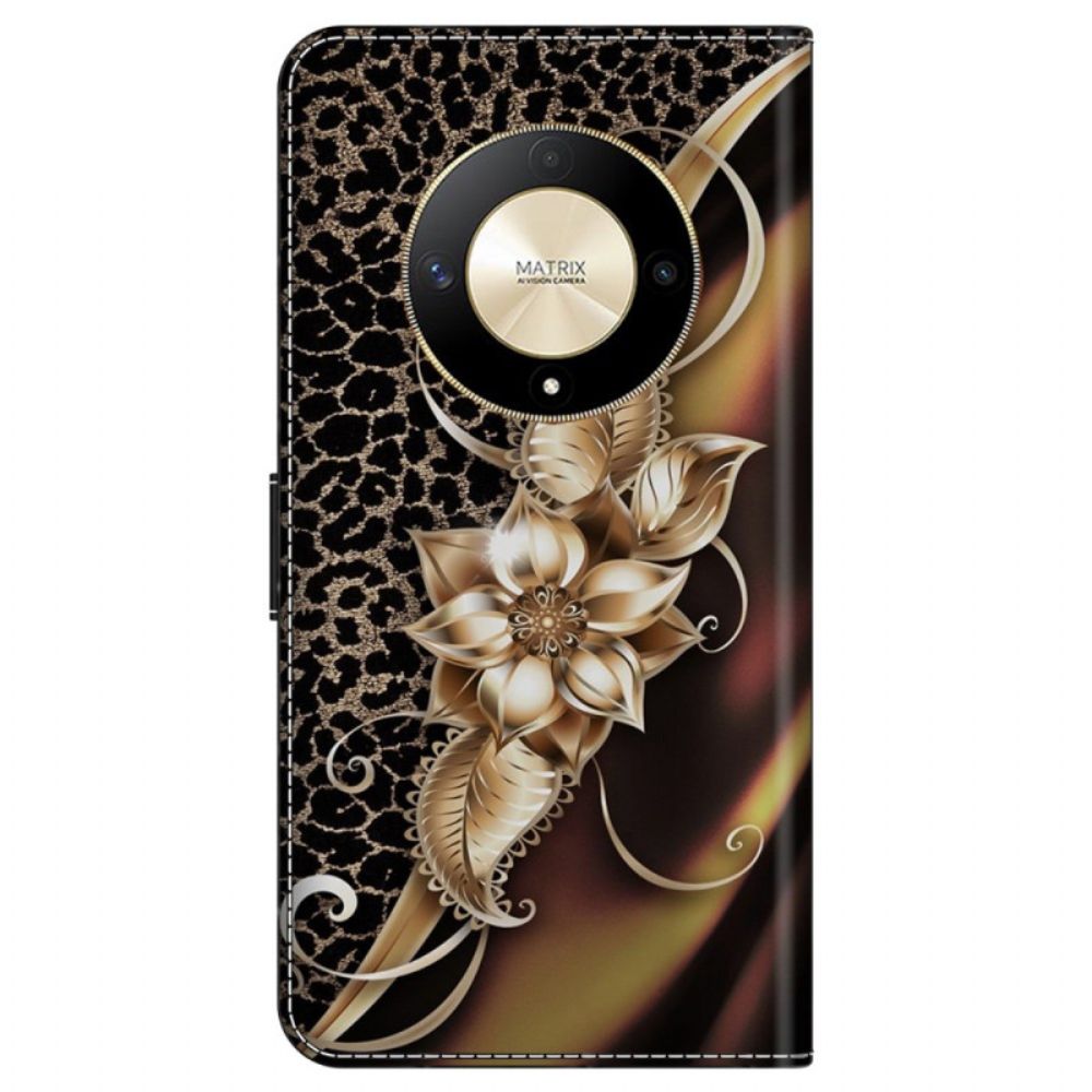 Folio-hoesje Honor X9b / Magic 6 Lite Telefoonhoesje Metallic Bloem