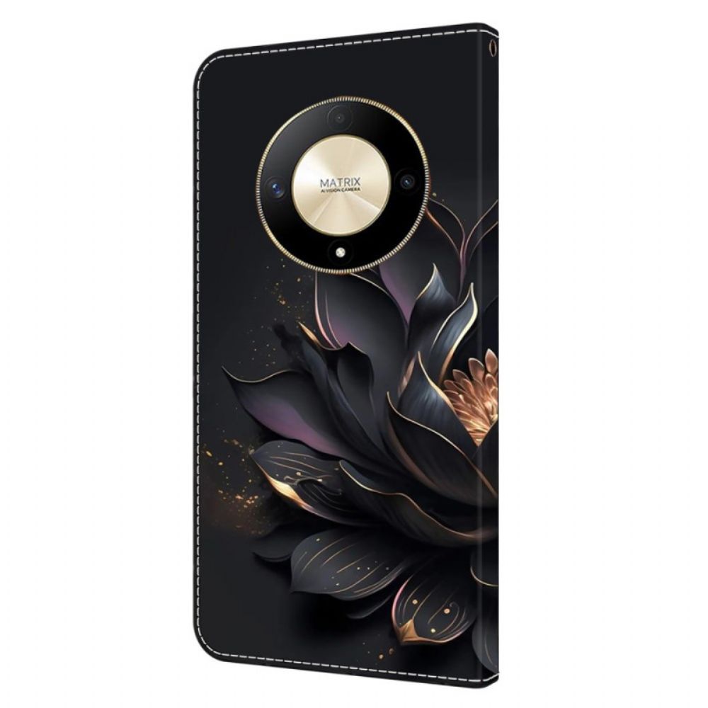 Folio-hoesje Honor X9b / Magic 6 Lite Telefoonhoesje Paarse Lotus