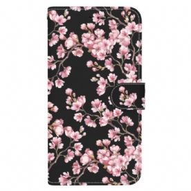 Folio-hoesje Honor X9b / Magic 6 Lite Telefoonhoesje Pruimenbloesems Met Riem