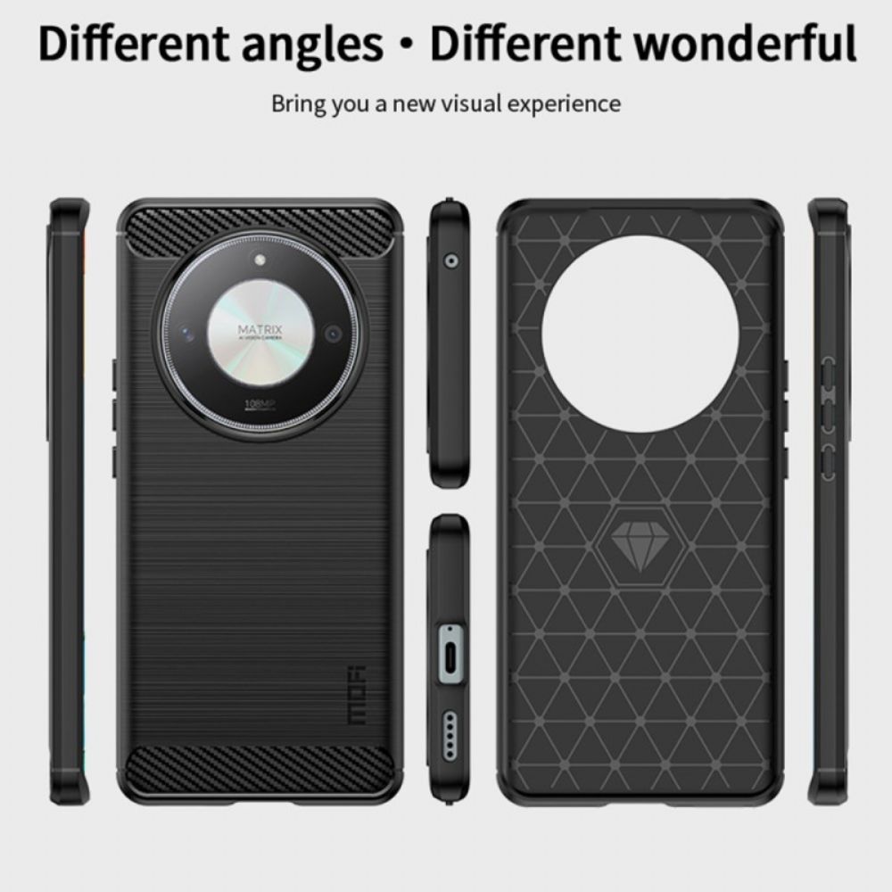 Hoesje Honor X9b / Magic 6 Lite Mofi Geborstelde Koolstofvezel