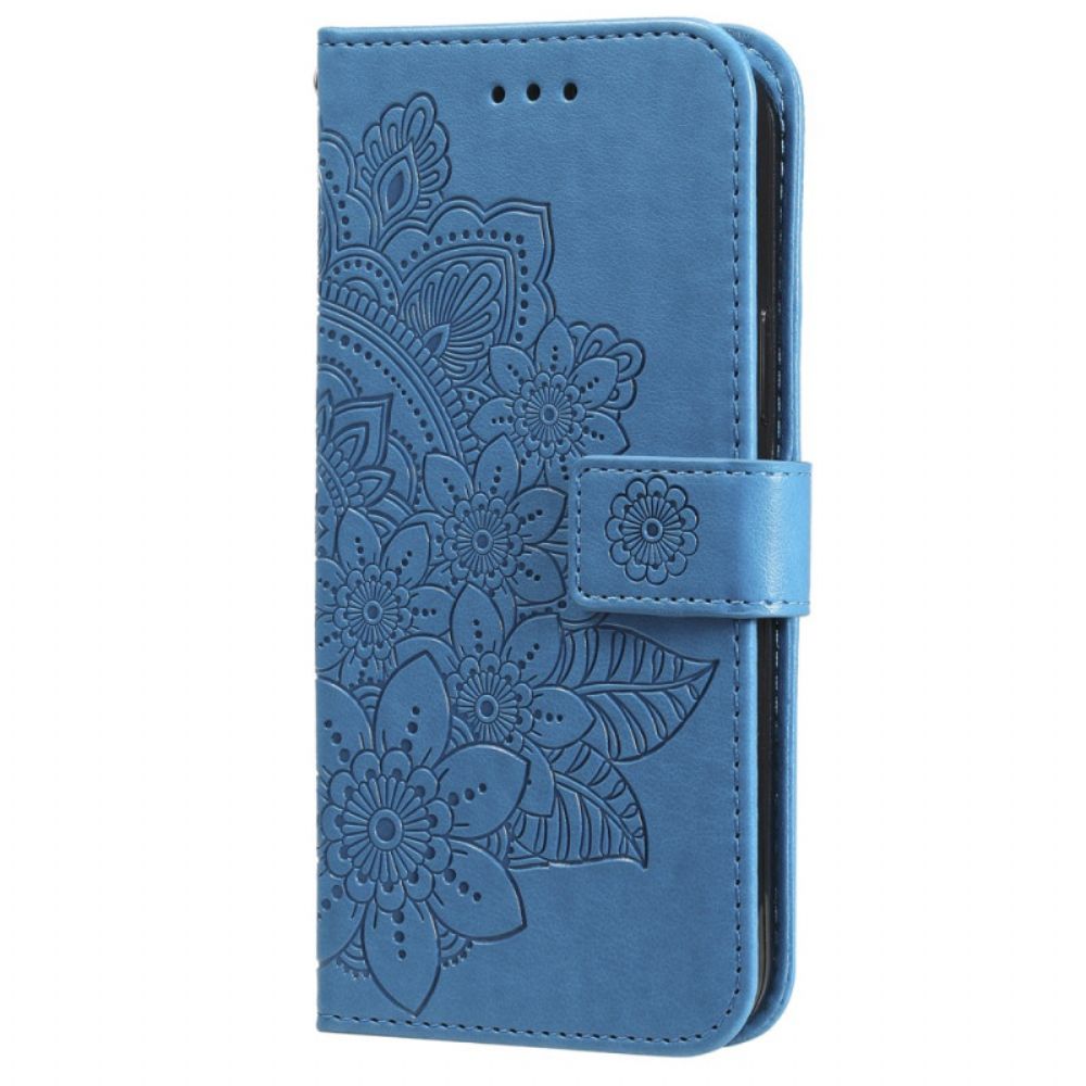 Leren Hoesje Honor X9b / Magic 6 Lite Bloemmotief Met Riempje