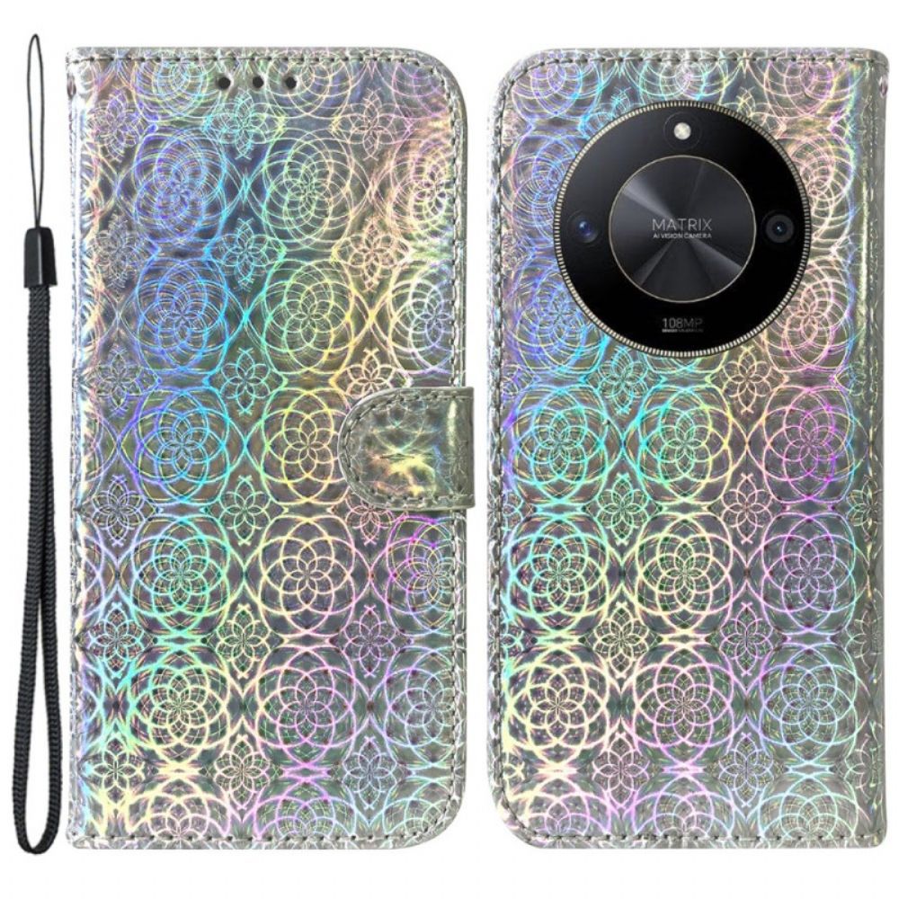 Leren Hoesje Honor X9b / Magic 6 Lite Discostijl Met Bandjes Bescherming Hoesje