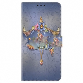 Leren Hoesje Honor X9b / Magic 6 Lite Gesneden Bloem Bescherming Hoesje