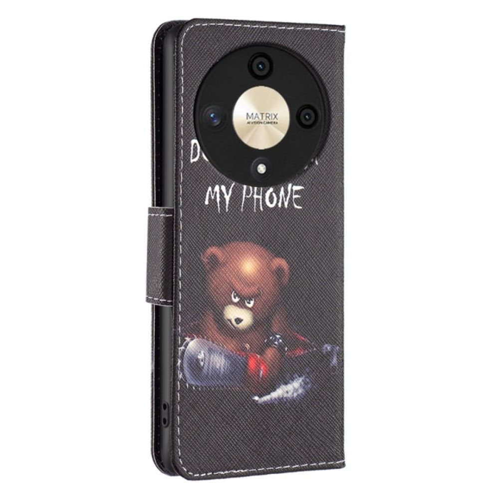 Leren Hoesje Honor X9b / Magic 6 Lite Gevaarlijke Beer Bescherming Hoesje