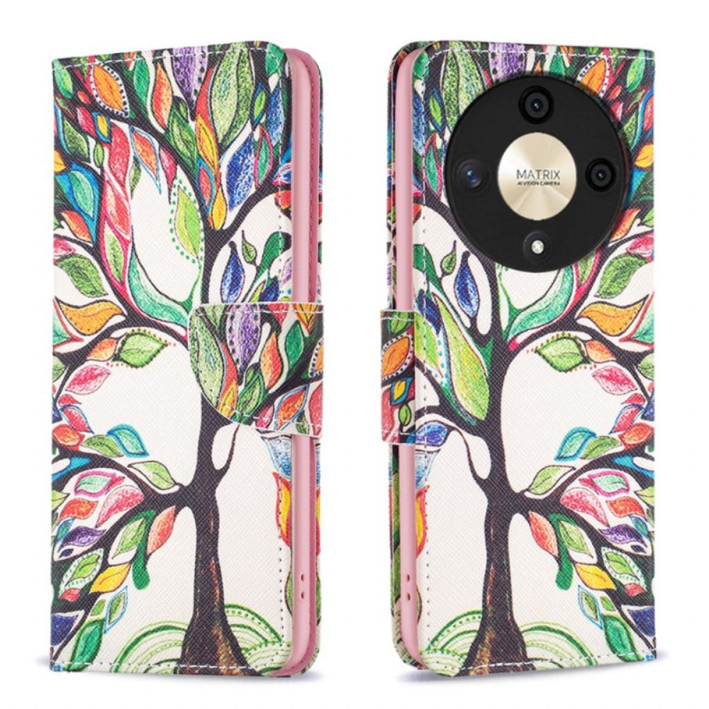 Leren Hoesje Honor X9b / Magic 6 Lite Levensboom Bescherming Hoesje