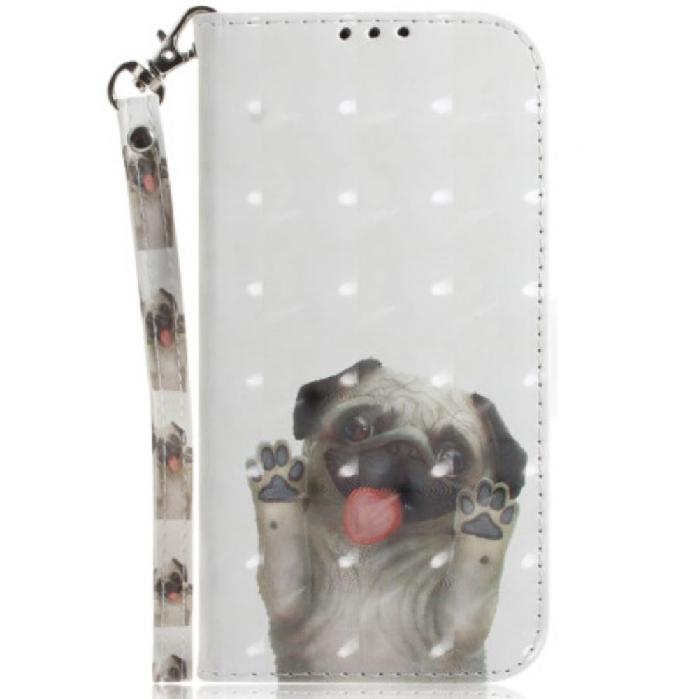 Leren Hoesje Honor X9b / Magic 6 Lite Mopshond Met Riem Bescherming Hoesje