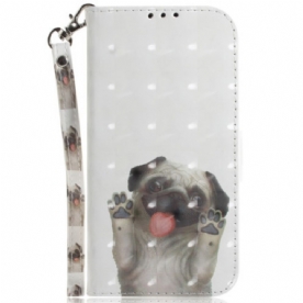 Leren Hoesje Honor X9b / Magic 6 Lite Mopshond Met Riem Bescherming Hoesje