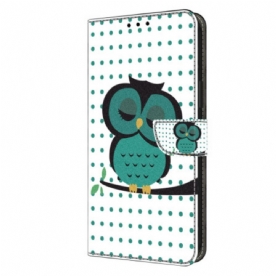 Leren Hoesje Honor X9b / Magic 6 Lite Slapende Uil Bescherming Hoesje