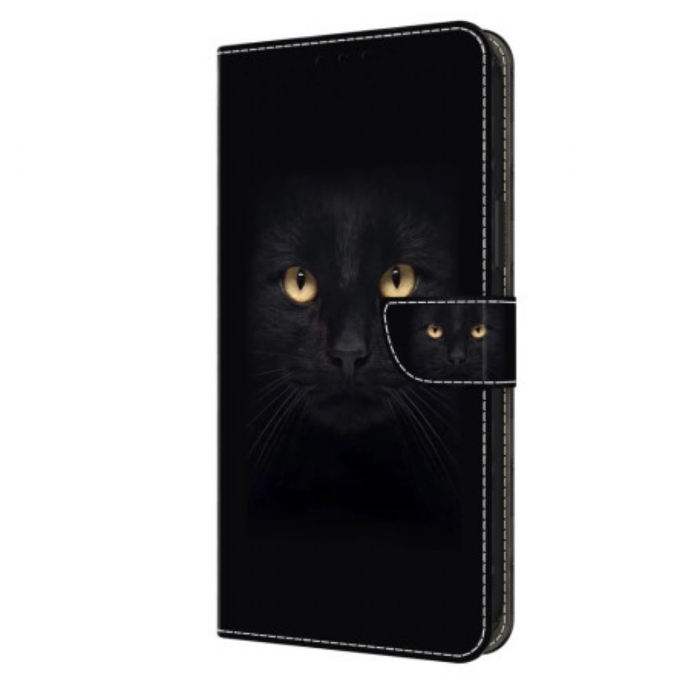 Leren Hoesje Honor X9b / Magic 6 Lite Zwarte Kat Bescherming Hoesje