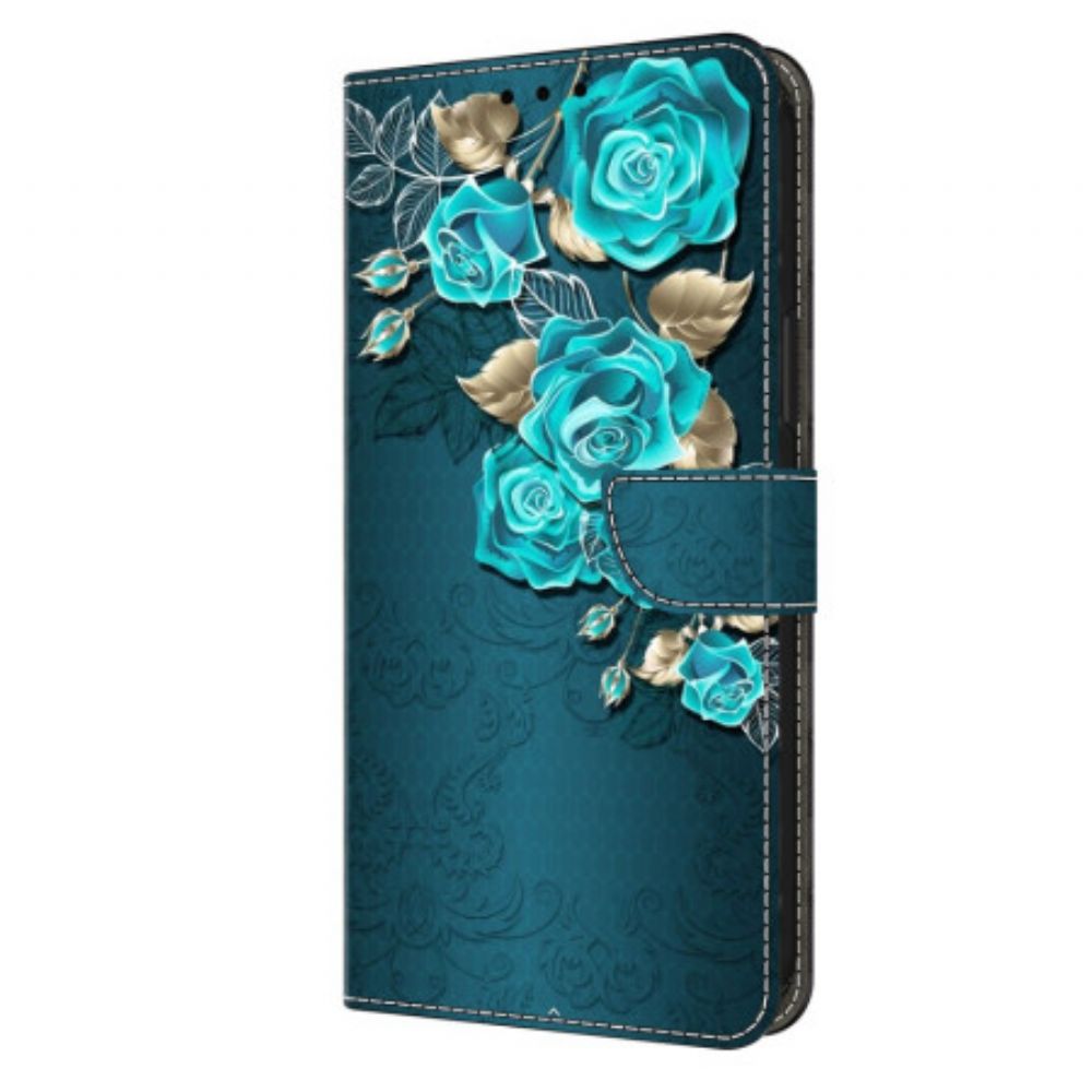 Leren Hoesje Voor Honor X9b / Magic 6 Lite Blauwe Rozen