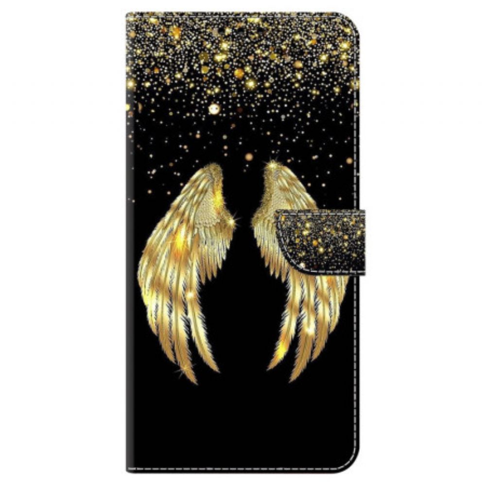 Leren Hoesje Voor Honor X9b / Magic 6 Lite Gouden Vleugels