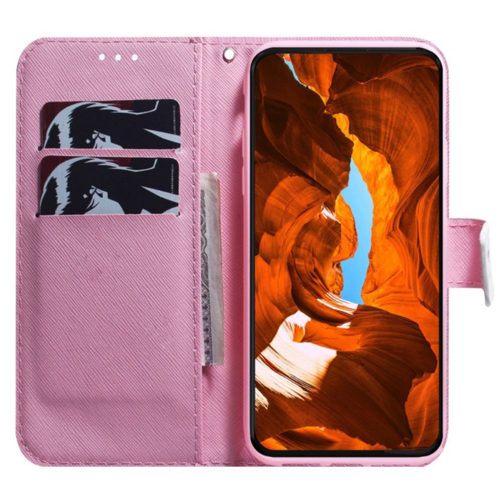 Leren Hoesje Voor Honor X9b / Magic 6 Lite Roze Bloem