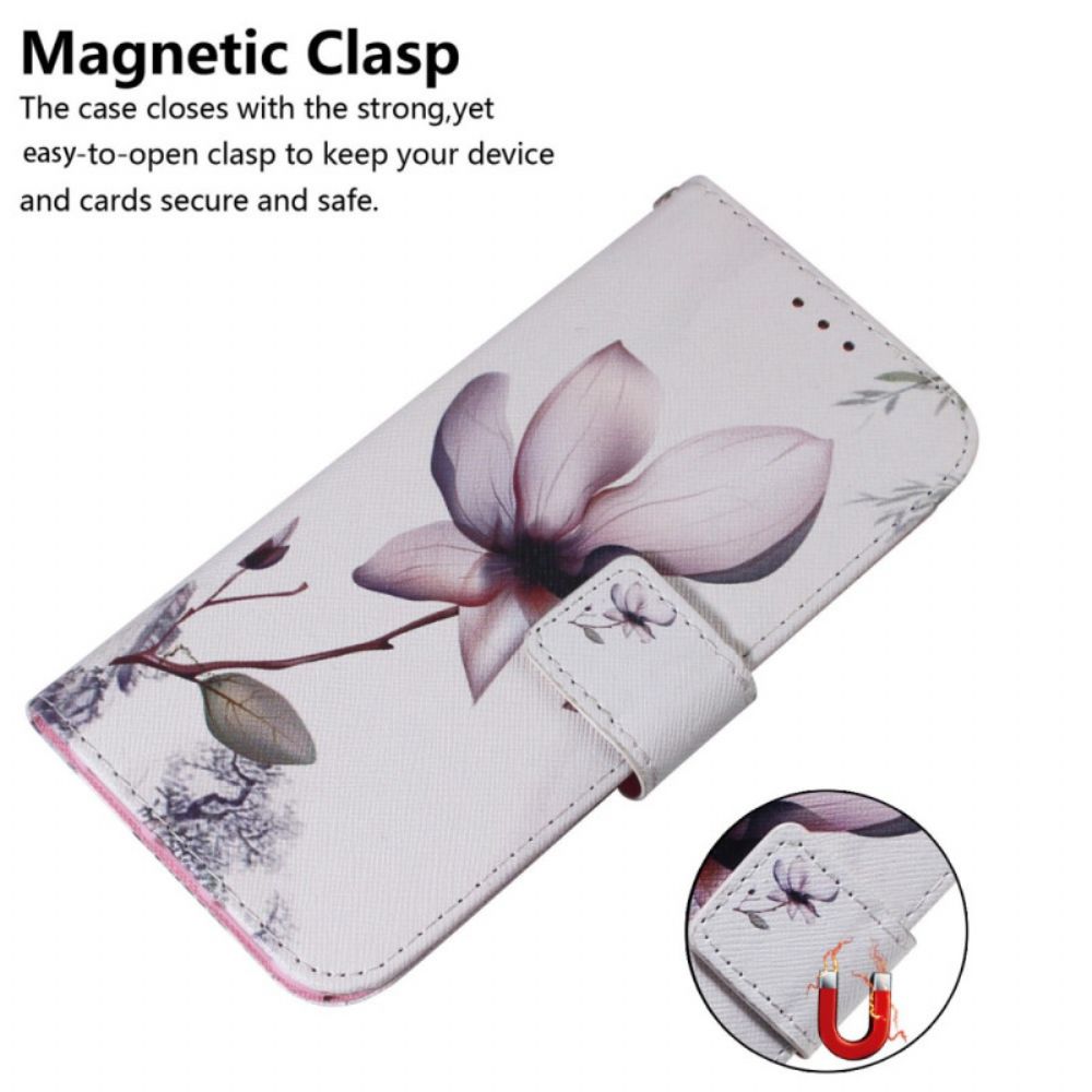 Leren Hoesje Voor Honor X9b / Magic 6 Lite Roze Bloem