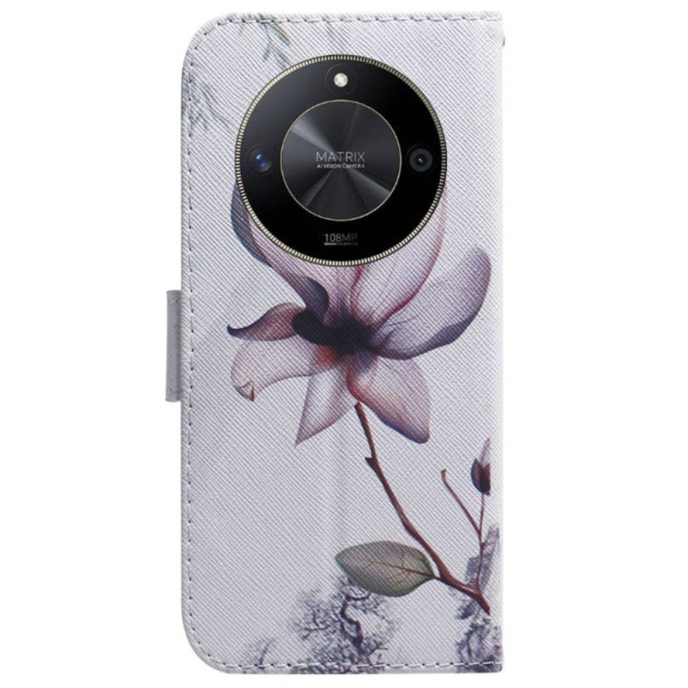 Leren Hoesje Voor Honor X9b / Magic 6 Lite Roze Bloem