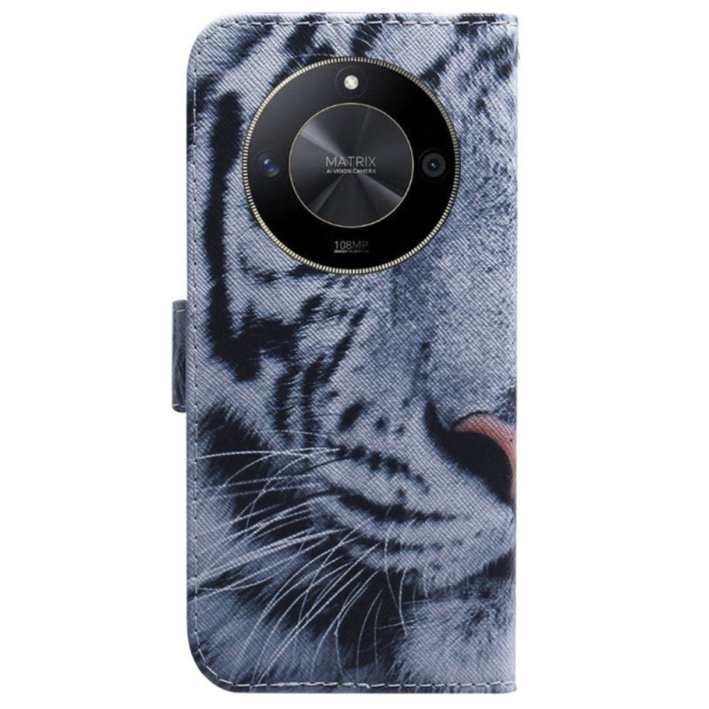 Leren Hoesje Voor Honor X9b / Magic 6 Lite Witte Tijger