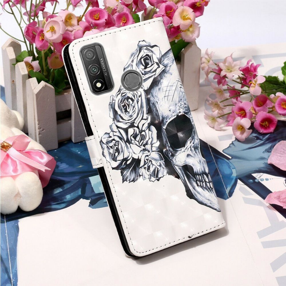 Folio-hoesje voor Huawei P Smart 2020 Bloemenschedel