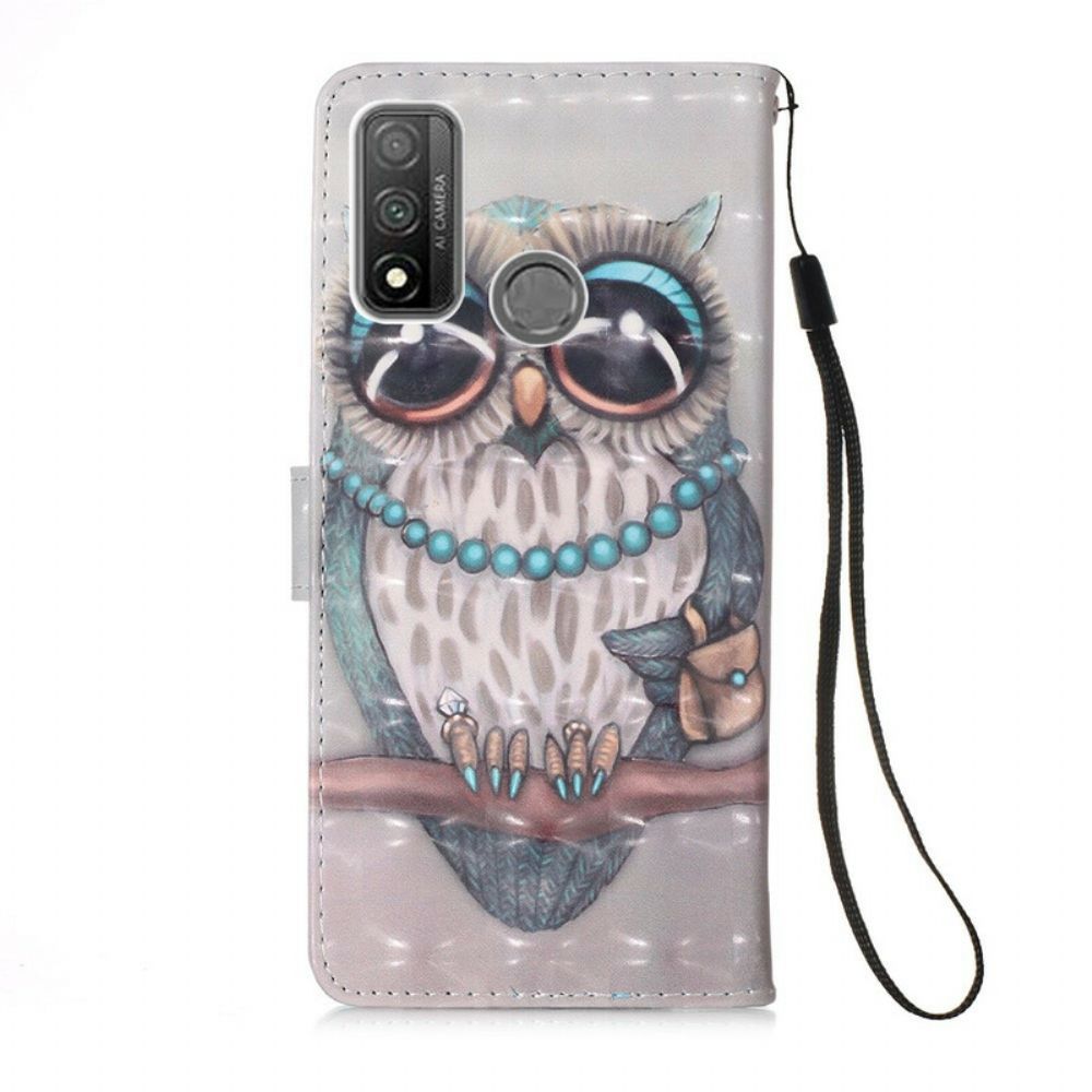 Folio-hoesje voor Huawei P Smart 2020 Met Ketting Miss Strappy Uil