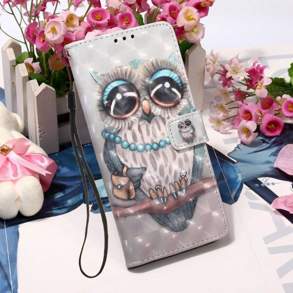 Folio-hoesje voor Huawei P Smart 2020 Met Ketting Miss Strappy Uil