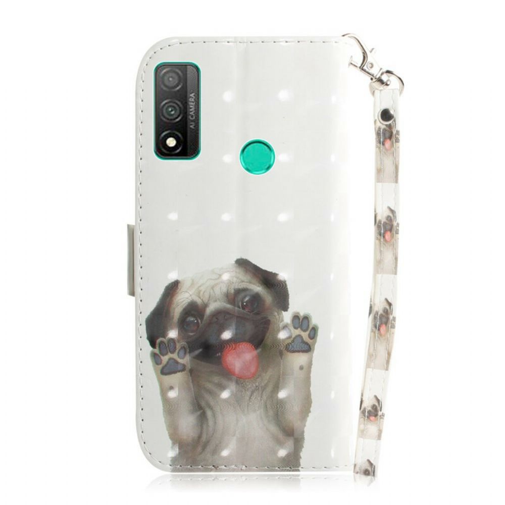 Leren Hoesje voor Huawei P Smart 2020 Met Ketting Hou Van Mijn Hond Met Riem