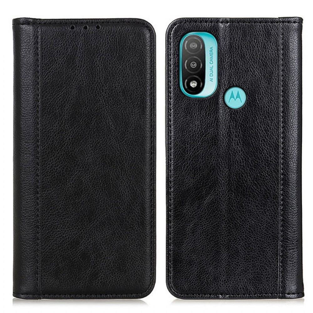 Bescherming Hoesje voor Moto E40 / E30 / E20 Folio-hoesje Elegance Split Litchi Leer