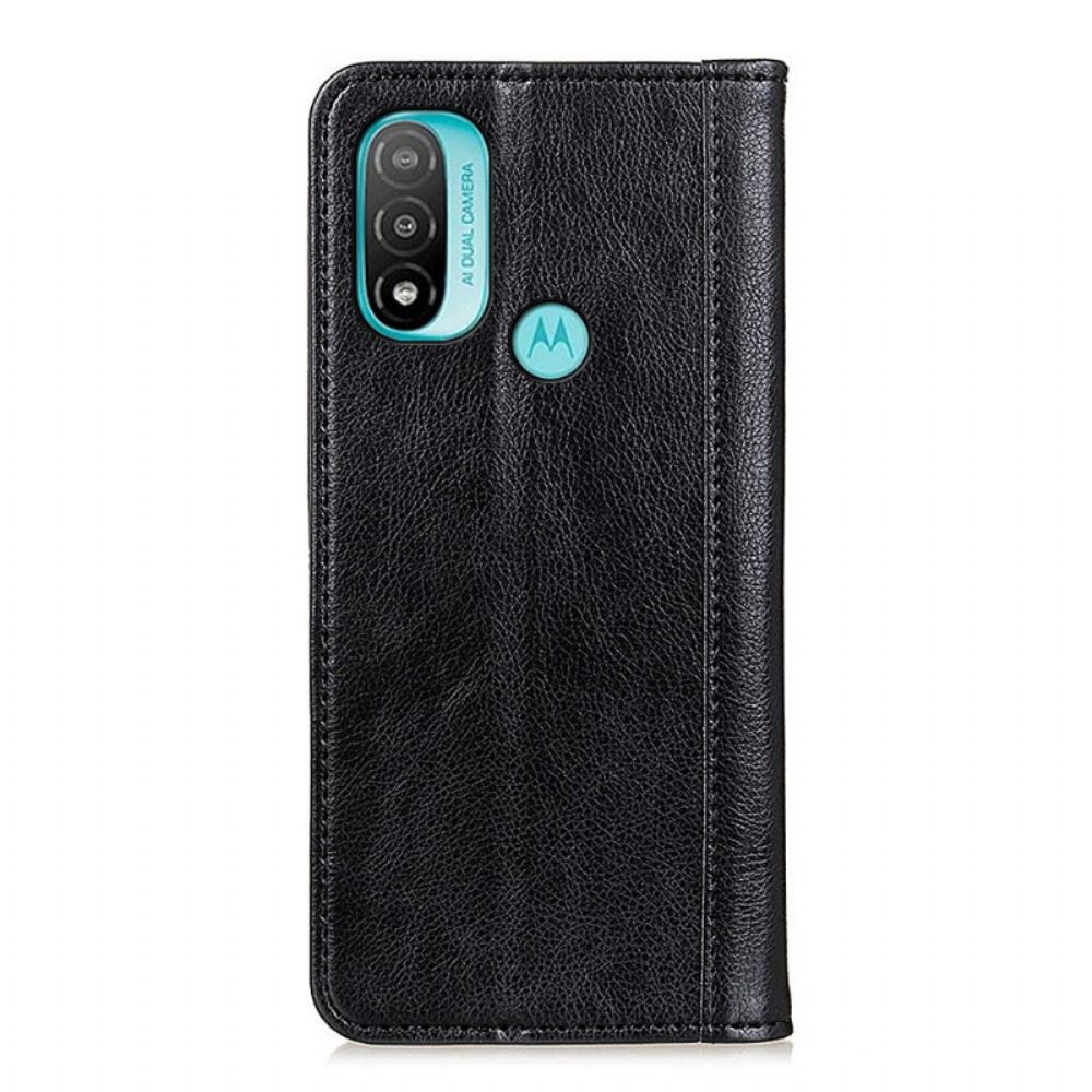 Bescherming Hoesje voor Moto E40 / E30 / E20 Folio-hoesje Elegance Split Litchi Leer