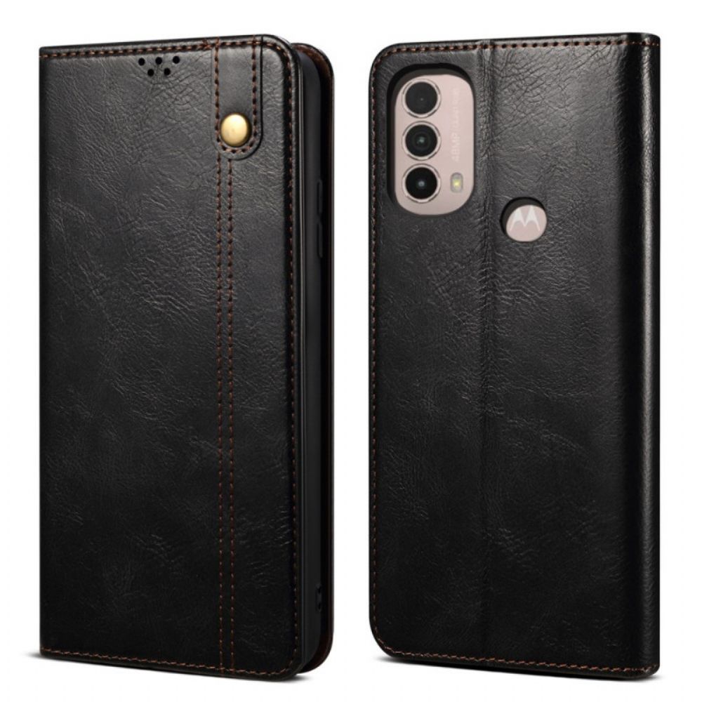 Bescherming Hoesje voor Moto E40 / E30 / E20 Folio-hoesje Gewaxt Kunstleer