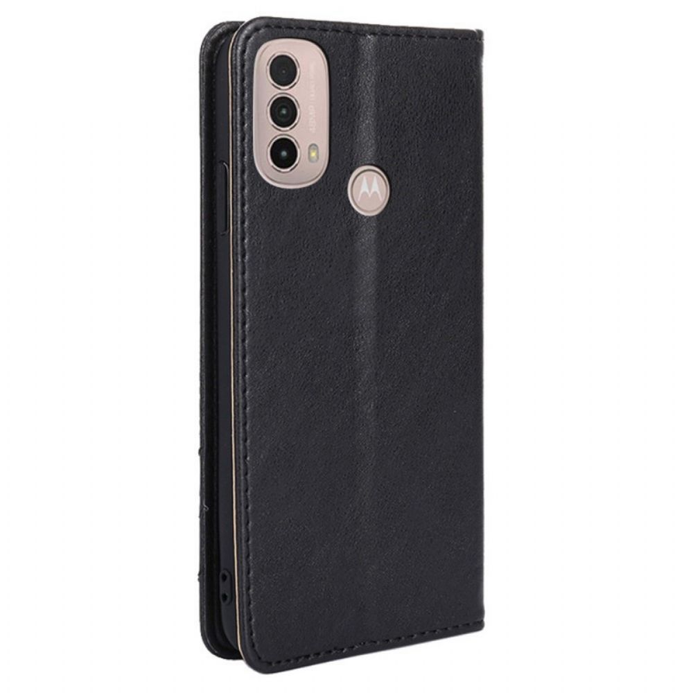 Bescherming Hoesje voor Moto E40 / E30 / E20 Folio-hoesje Rivet Lederen Stijl