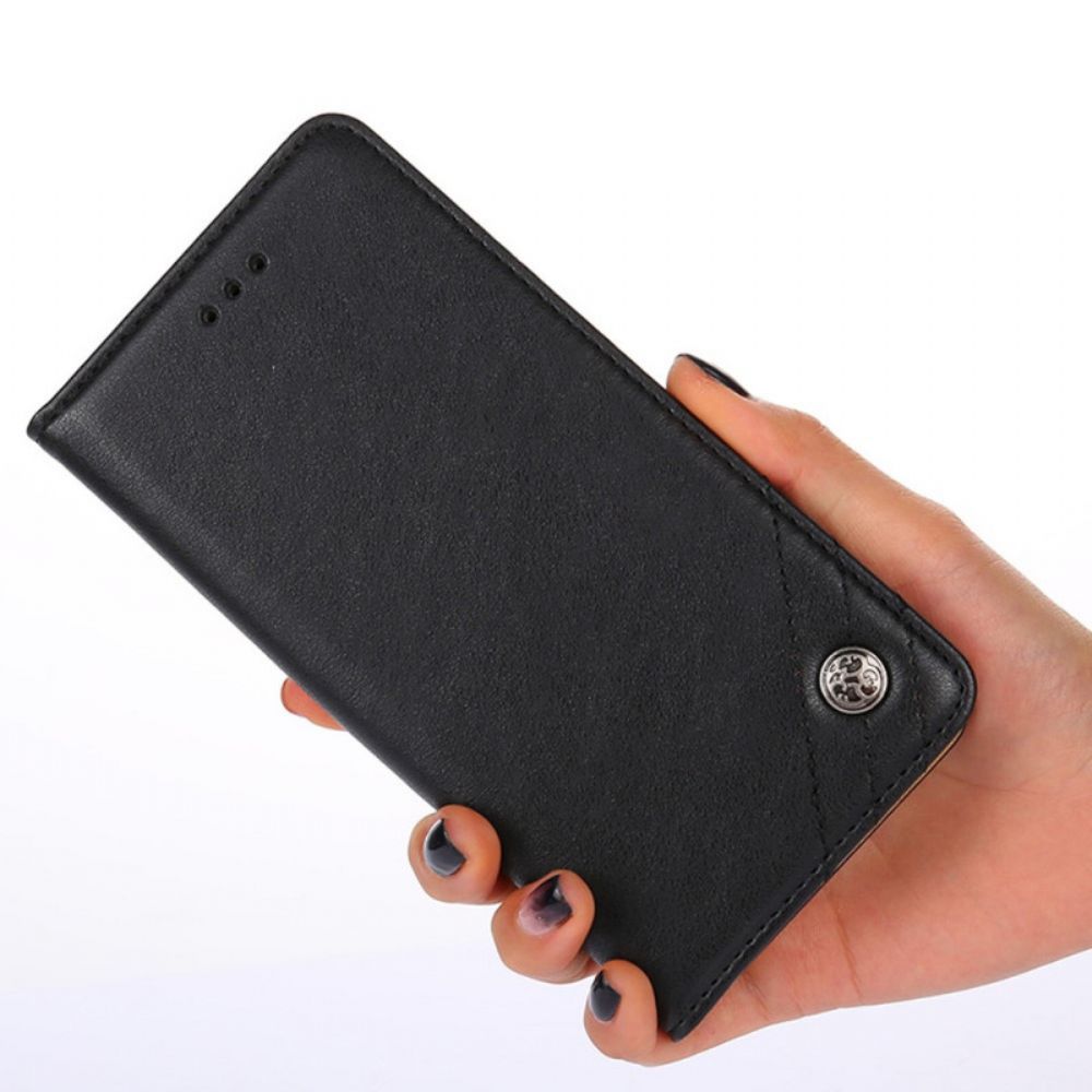 Bescherming Hoesje voor Moto E40 / E30 / E20 Folio-hoesje Rivet Lederen Stijl